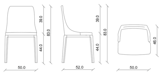 Margot, sedia di design, con o senza braccioli - Riflessi