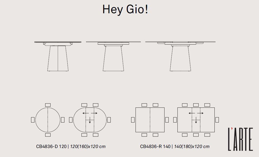 Hey Gio! - Tavolo Quadrato Allungabile, Tavoli e Sedie Connubia Torino